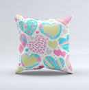 Fun Colored Vector Pattern Hearts ink-Fuzed Decorative Throw Pillow
