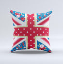Fun Styled Vector London England Flag Ink-Fuzed Decorative Throw Pillow