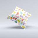 Furry Fun-Colored Critters Pattern ink-Fuzed Decorative Throw Pillow