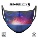 Galaxy Explosion over Calm Sea Shore - Made in USA Mouth Cover Unisex Anti-Dust Cotton Blend Reusable & Washable Face Mask with Adjustable Sizing for Adult or Child