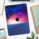 Galaxy Explosion over Calm Sea Shore - Full Body Skin Decal for the Apple iPad Pro 12.9", 11", 10.5", 9.7", Air or Mini (All Models Available)