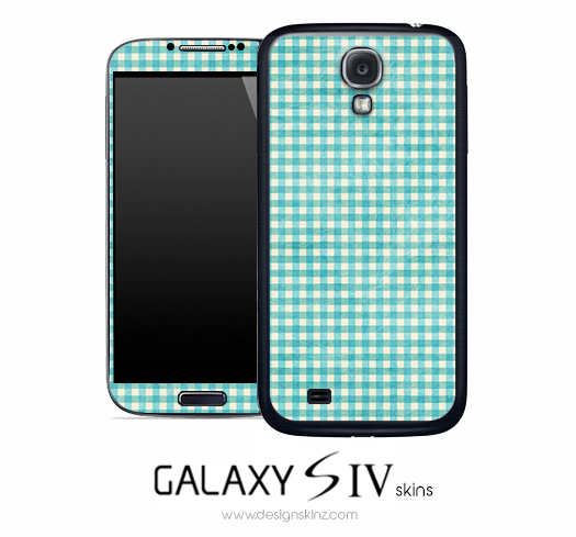 Turquoise Plaid Skin for the Galaxy S4