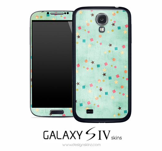 Turquoise Colorful Shapes Skin for the Galaxy S4