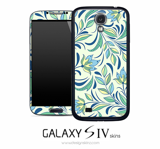 Green Blue Floral Skin for the Galaxy S4