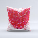 Geometric Faded Red Heart ink-Fuzed Decorative Throw Pillow