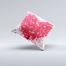 Geometric Faded Red Heart ink-Fuzed Decorative Throw Pillow