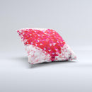 Geometric Faded Red Heart ink-Fuzed Decorative Throw Pillow