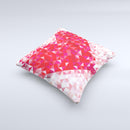 Geometric Faded Red Heart ink-Fuzed Decorative Throw Pillow