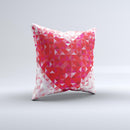 Geometric Faded Red Heart ink-Fuzed Decorative Throw Pillow