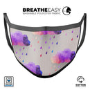 Geometric Rain Clouds - Made in USA Mouth Cover Unisex Anti-Dust Cotton Blend Reusable & Washable Face Mask with Adjustable Sizing for Adult or Child