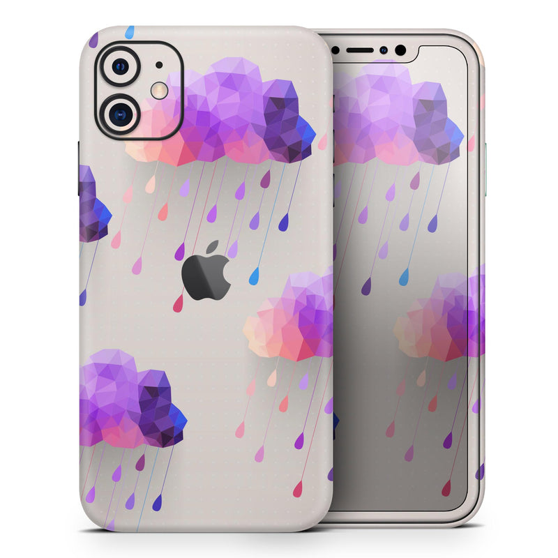 Geometric Rain Clouds  - Protective Skin Wrap & Decal – Compatible with iPhone SE to iPhone 17 Pro Max (All Models)