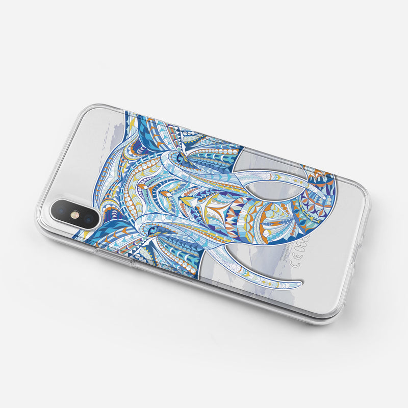 Geometric Sacred Elephant - Crystal Clear Hard Case for the iPhone XS MAX, XS & More (ALL AVAILABLE)