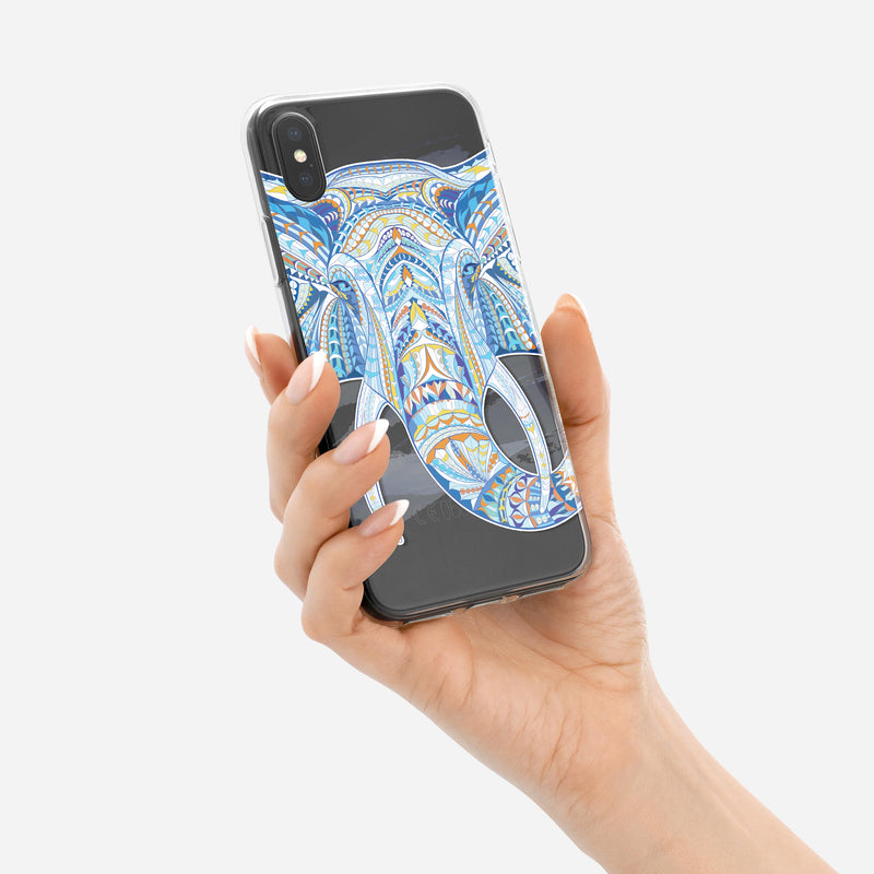 Geometric Sacred Elephant - Crystal Clear Hard Case for the iPhone XS MAX, XS & More (ALL AVAILABLE)