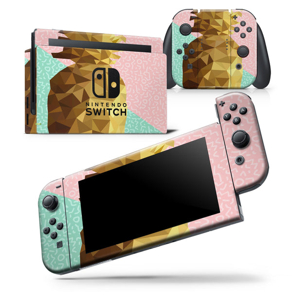 Geometric Summer Pineapple v1 - Skin Wrap Decal for Nintendo Switch Lite Console & Dock - 3DS XL - 2DS - Pro - DSi - Wii - Joy-Con Gaming Controller