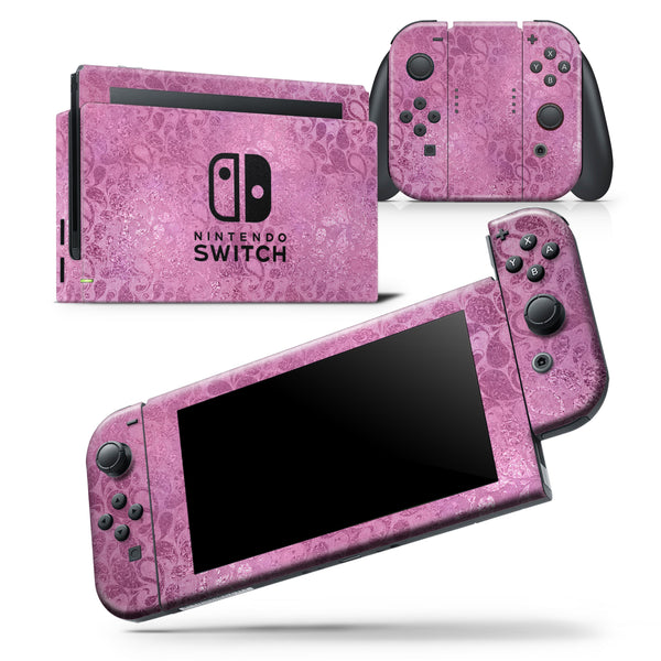 Glamorous Pink Paisley Pattern - Skin Wrap Decal for Nintendo Switch Lite Console & Dock - 3DS XL - 2DS - Pro - DSi - Wii - Joy-Con Gaming Controller