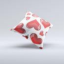 Glossy Red 3D Love Hearts ink-Fuzed Decorative Throw Pillow