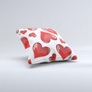 Glossy Red 3D Love Hearts ink-Fuzed Decorative Throw Pillow