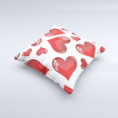 Glossy Red 3D Love Hearts ink-Fuzed Decorative Throw Pillow