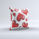 Glossy Red 3D Love Hearts ink-Fuzed Decorative Throw Pillow