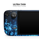 Glowing Blue Music Notes // Full Body Skin Decal Wrap Kit for the Steam Deck handheld gaming computer