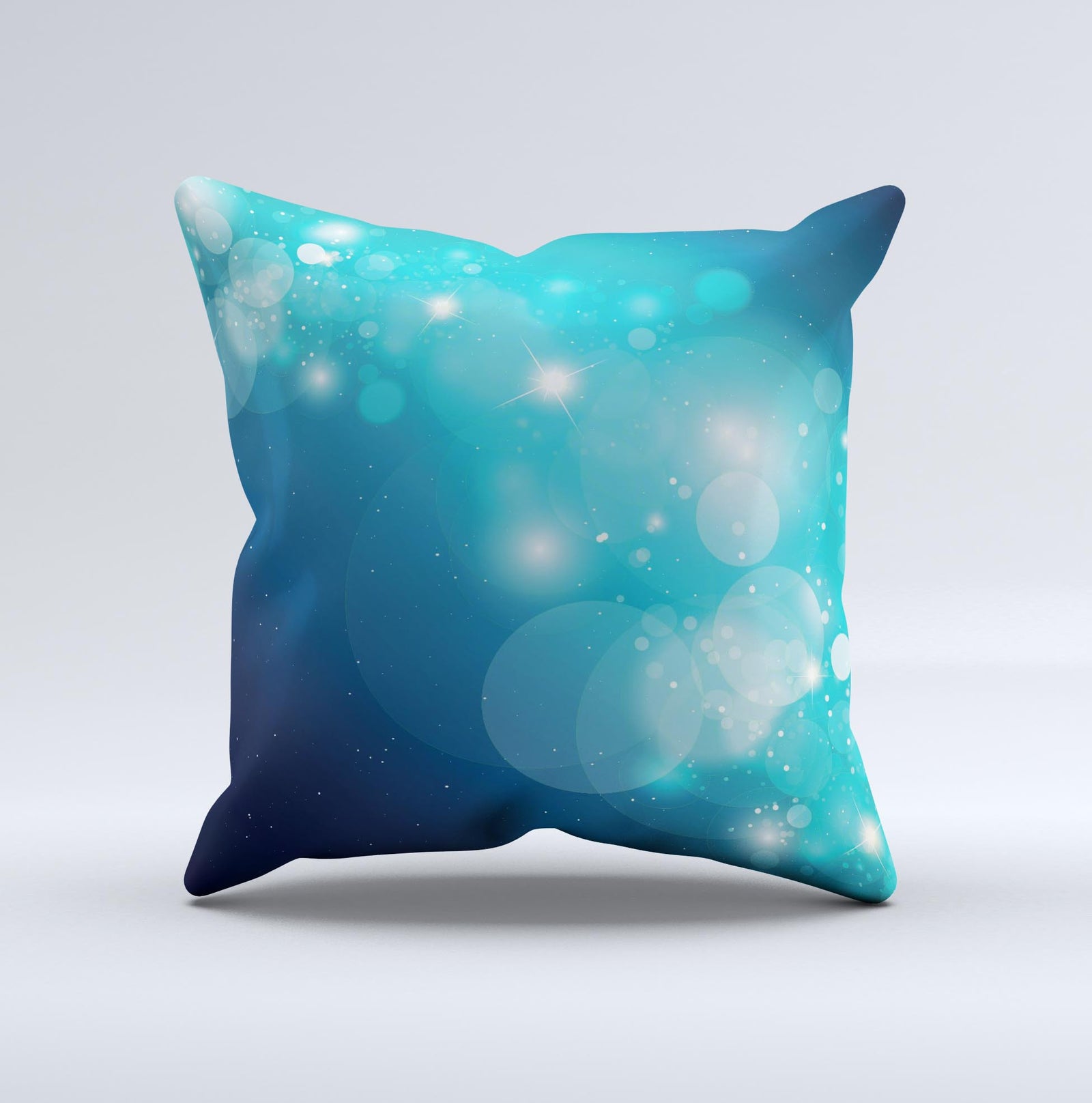 Glowing Blue Teal Translucent Circles Ink-Fuzed Decorative Throw Pillo ...