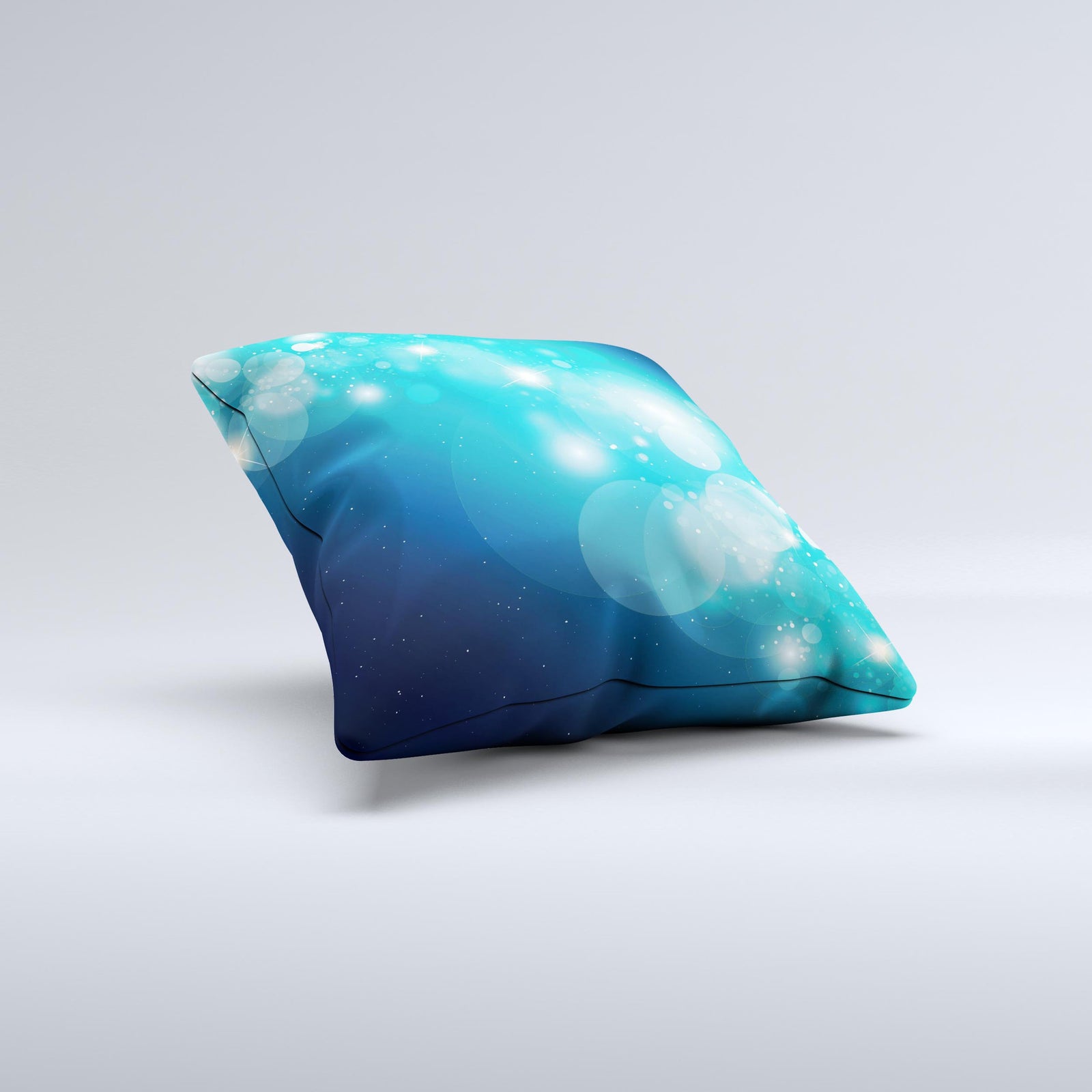Glowing Blue Teal Translucent Circles Ink-Fuzed Decorative Throw Pillo ...
