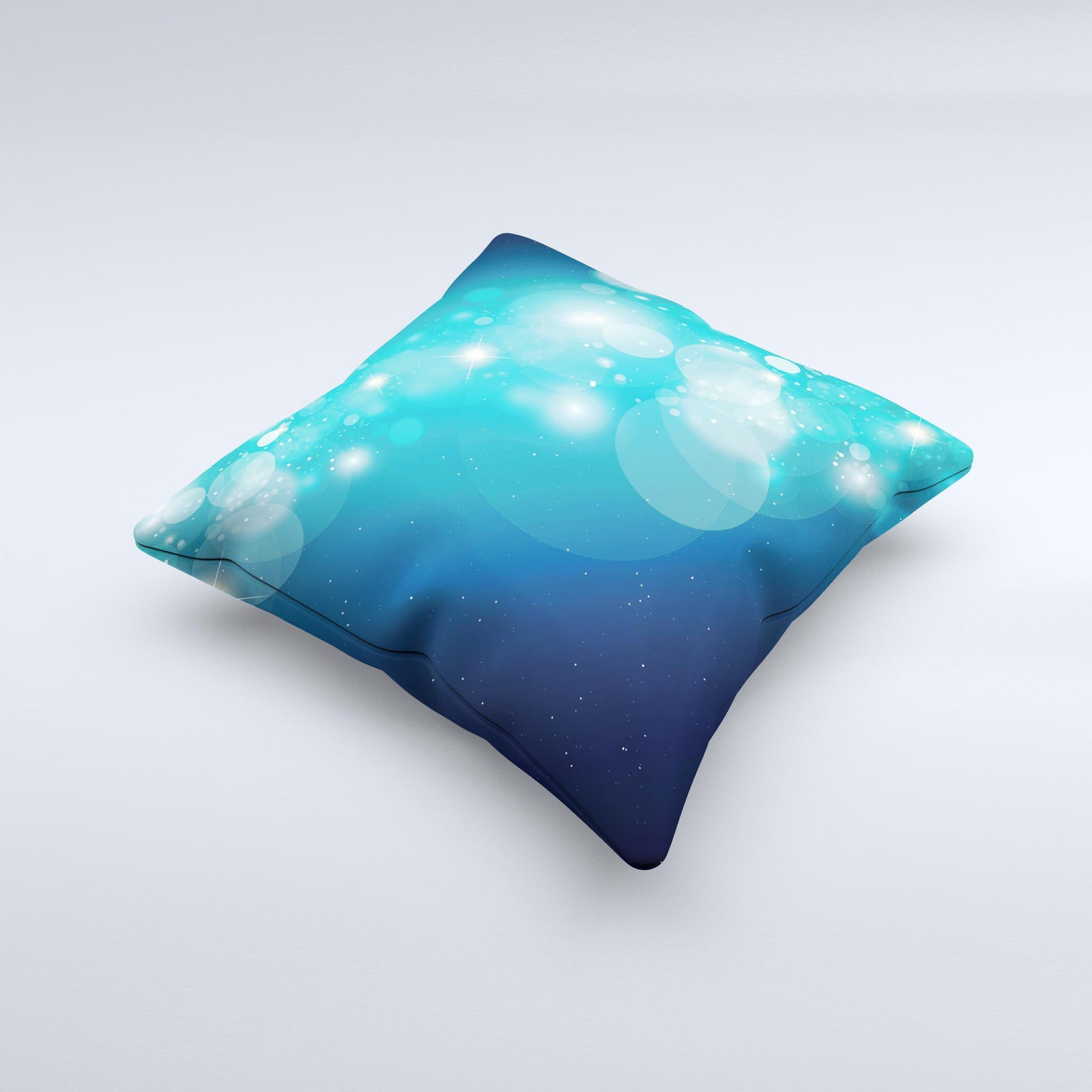Glowing Blue Teal Translucent Circles Ink-Fuzed Decorative Throw Pillo ...
