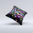 Glowing Neon Bubbles Ink-Fuzed Decorative Throw Pillow