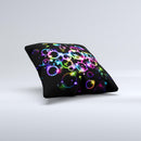 Glowing Neon Bubbles Ink-Fuzed Decorative Throw Pillow