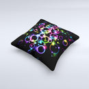 Glowing Neon Bubbles Ink-Fuzed Decorative Throw Pillow
