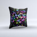 Glowing Neon Bubbles Ink-Fuzed Decorative Throw Pillow