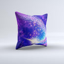 Glowing Pink Blue Comet Ink-Fuzed Decorative Throw Pillow