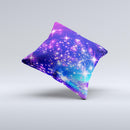 Glowing Pink & Blue Starry Orbit ink-Fuzed Decorative Throw Pillow