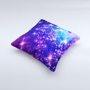 Glowing Pink & Blue Starry Orbit ink-Fuzed Decorative Throw Pillow