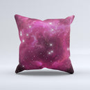 Glowing Pink Nebula Ink-Fuzed Decorative Throw Pillow