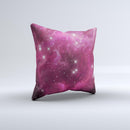 Glowing Pink Nebula Ink-Fuzed Decorative Throw Pillow