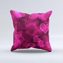 Glowing Pink Outlined Hearts ink-Fuzed Decorative Throw Pillow