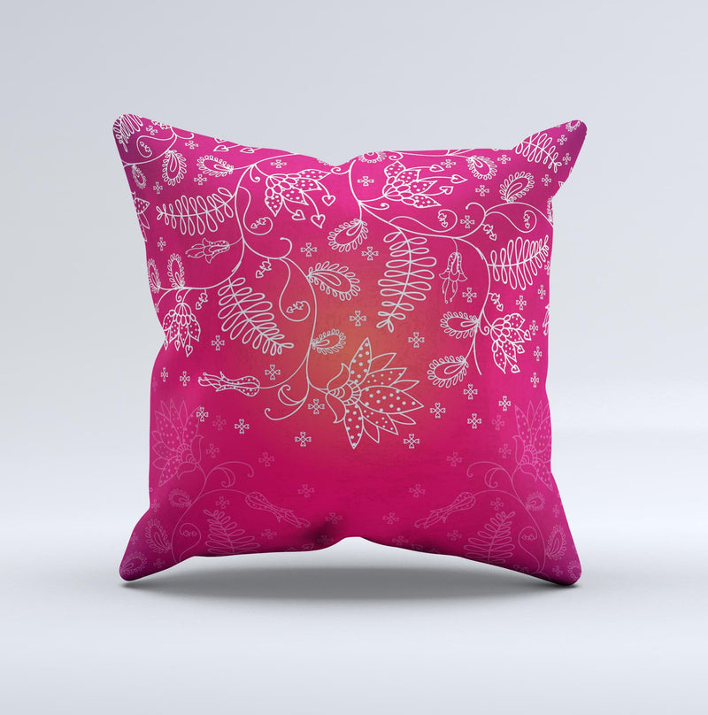 Glowing Pink White Lace InkFuzed Decorative Throw Pillow DesignSkinz