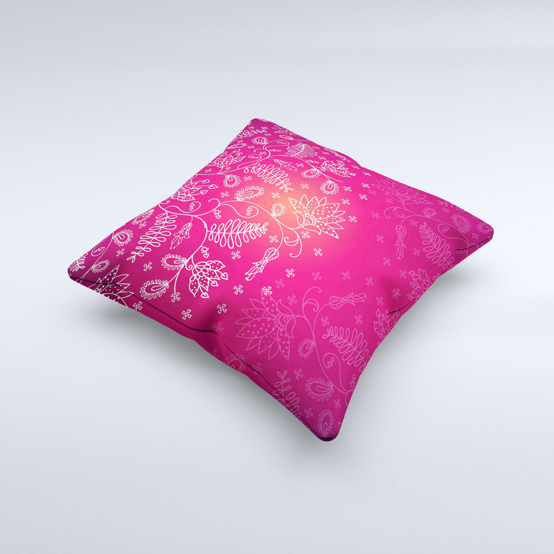 Glowing Pink White Lace InkFuzed Decorative Throw Pillow DesignSkinz