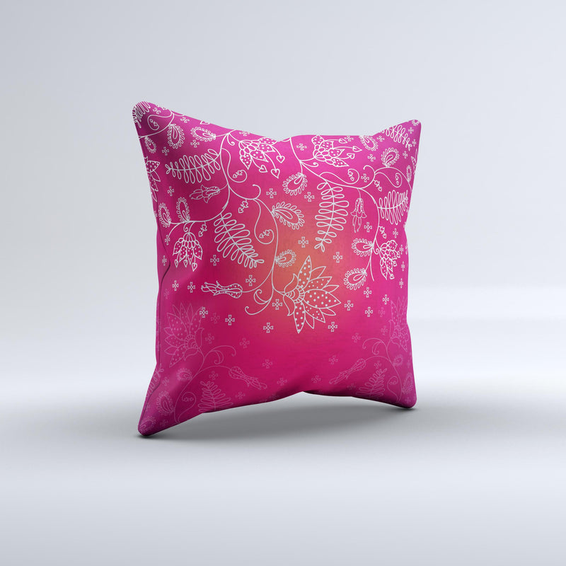 Glowing Pink White Lace InkFuzed Decorative Throw Pillow DesignSkinz