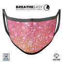 Glowing Pink and Gold Orbs of Light - Made in USA Mouth Cover Unisex Anti-Dust Cotton Blend Reusable & Washable Face Mask with Adjustable Sizing for Adult or Child