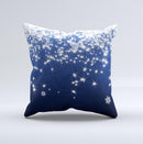 Glowing White SnowFlakes Ink-Fuzed Decorative Throw Pillow