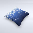 Glowing White SnowFlakes Ink-Fuzed Decorative Throw Pillow