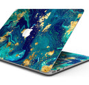 Gold Flaked Teal Oil - Skin Decal Wrap Kit Compatible with the Apple MacBook Pro, Pro with Touch Bar or Air (11", 12", 13", 15" & 16" - All Versions Available)