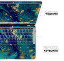 Gold Flaked Teal Oil - Skin Decal Wrap Kit Compatible with the Apple MacBook Pro, Pro with Touch Bar or Air (11", 12", 13", 15" & 16" - All Versions Available)