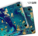 Gold Flaked Teal Oil - Skin Decal Wrap Kit Compatible with the Apple MacBook Pro, Pro with Touch Bar or Air (11", 12", 13", 15" & 16" - All Versions Available)