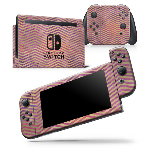 Gold Chevron Over Abstract Fumes - Skin Wrap Decal for Nintendo Switch Lite Console & Dock - 3DS XL - 2DS - Pro - DSi - Wii - Joy-Con Gaming Controller