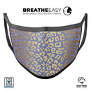 Gold Flaked Animal Blue - Made in USA Mouth Cover Unisex Anti-Dust Cotton Blend Reusable & Washable Face Mask with Adjustable Sizing for Adult or Child