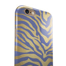 Gold Flaked Animal Blue Zebra iPhone 6/6s or 6/6s Plus 2-Piece Hybrid INK-Fuzed Case