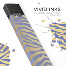 Gold Flaked Animal Blue Zebra - Premium Decal Protective Skin-Wrap Sticker compatible with the Juul Labs vaping device